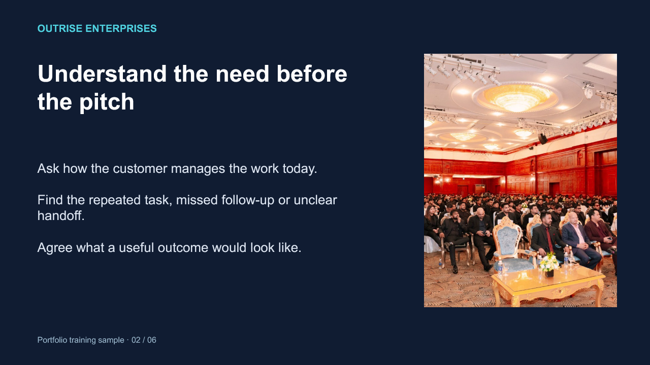 Understand the need before the pitch presentation excerpt